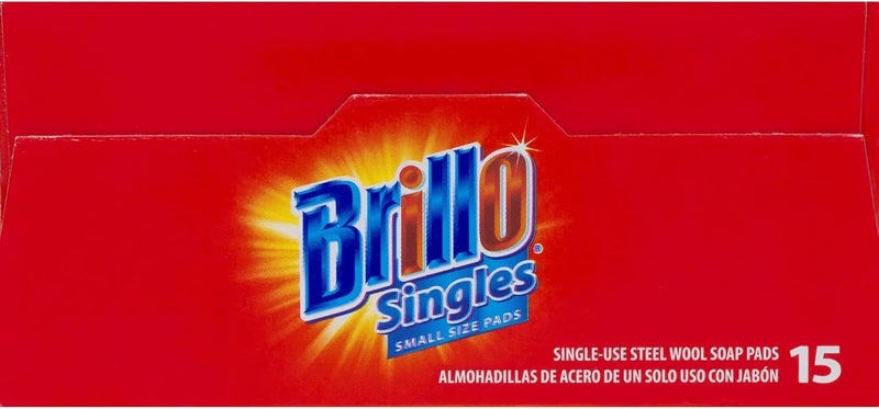 Brillo Single Use Steel Wool Soap Pads, Smaller Size Original Red Scent, 15 Count Pack of 1 - Image 5